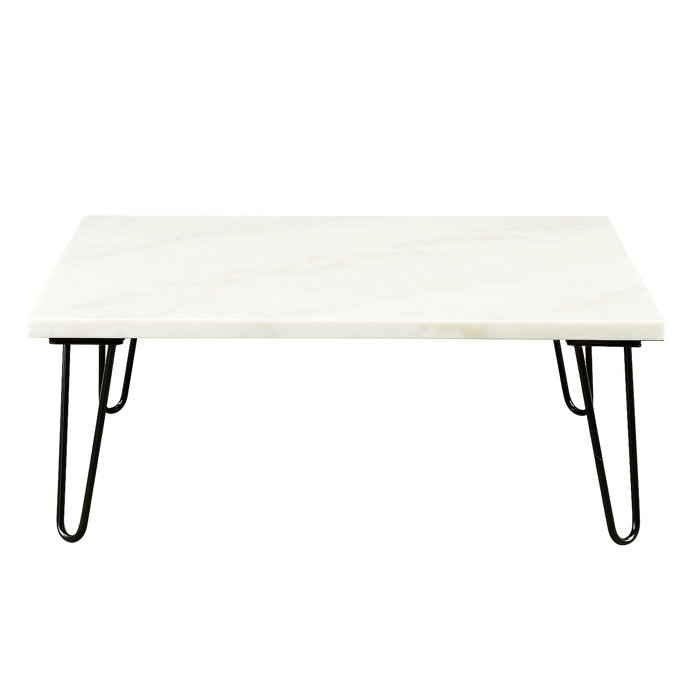 Corrigan Studio® Leonne 4 Legs Coffee Table, White Marble Top Coffee